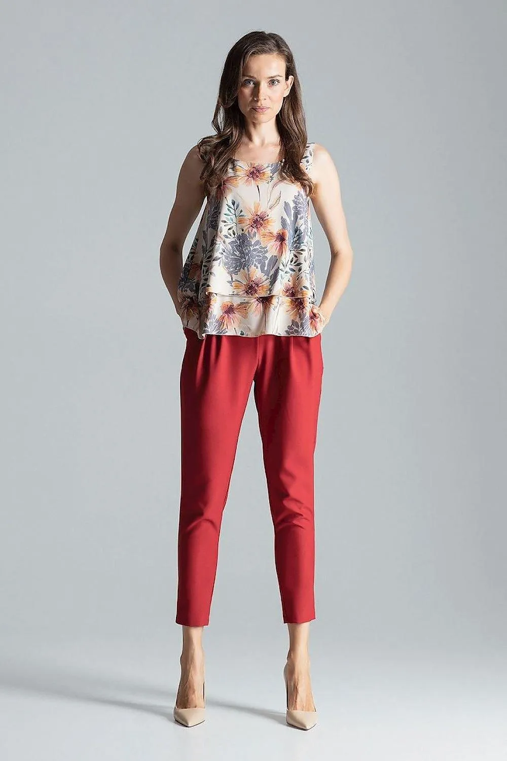 Elegant Flared Hem Sleeveless Layered Top